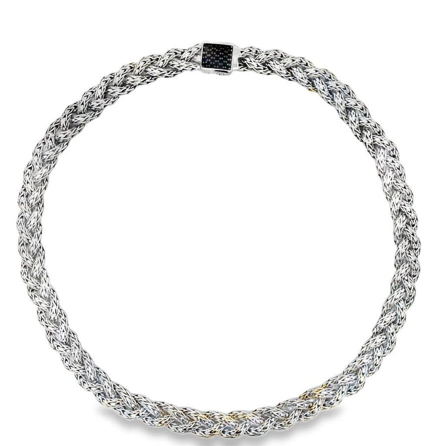 John Hardy Braided Necklace with Black Sapphire Clasp