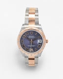 Rolex Datejust 31 Aubergine Dial Automatic Diamond Ladies Steel and 18