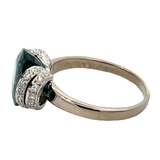 Oval Blue Sapphire with Pave Diamond Shoulders