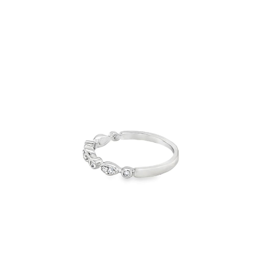 White 10 Karat Milgrain Alternating Wedding Band Estate Jewelry Size 5