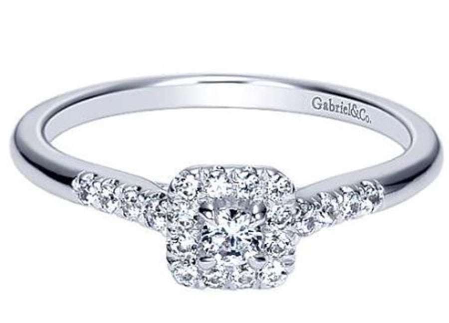Platinum Square Halo Diamond Engagement Ring