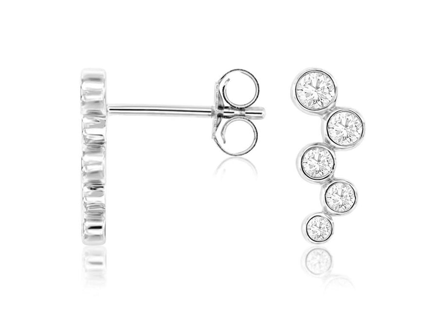Lady's White 14 Karat Waterfall Bezel Stud Earrings With 10 = 0.33Tw R