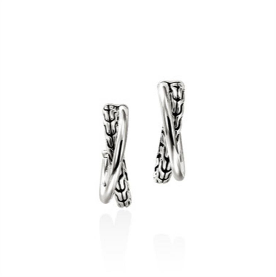 John Hardy Sterling Silver Essential Crossover Huggie Hoop Earrings