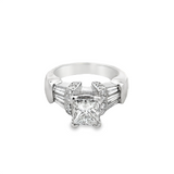 Princess Cut & Baguette Diamond Engagement Ring