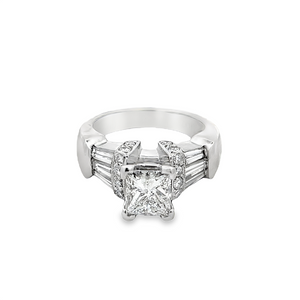 Princess Cut & Baguette Diamond Engagement Ring