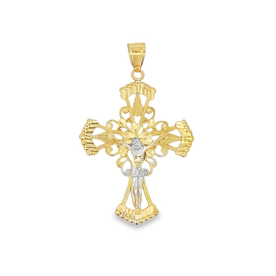 Estate Two-Tone Diamond Cut Crucifix