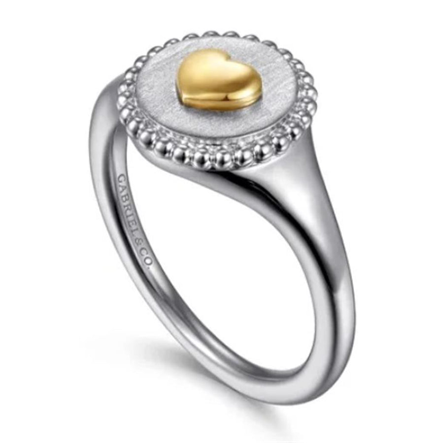 Two-Tone Silver/14K Bujukan Heart Medallion Ring Size 6.5 Designer: Ga