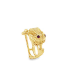 Yellow 14 Karat 19.88X14.89mm Toad With Ruby Eyes Estate Jewelry Size
