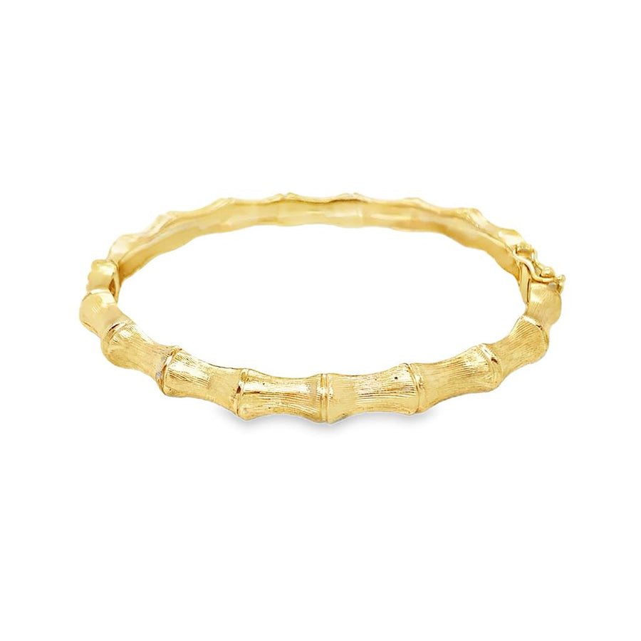 Yellow 14 Karat Satin 6mm Bamboo Bangle Estate Jewelry Length 6.25 Gra