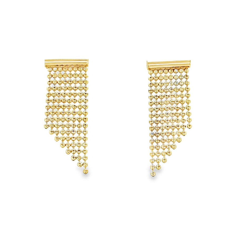 Lady's Yellow 14 Karat Tube Bead Chain Dangle Earrings Gram Weight: 3.