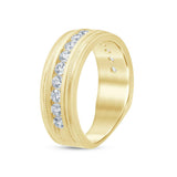 Gent's Yellow 14 Karat Satin/Milgrain Channel Set Wedding Band Size 10