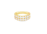 Lady's Yellow 18 Karat 2-Row Prong-Set Band Wedding/Anniversary Ring S
