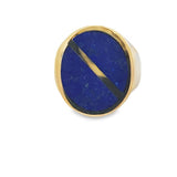 Yellow 14 Karat Gnts.Oval Half Moon Lapis Inlay Ring
