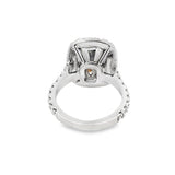 Lady's Two-Tone 18 Karat Cushion Halo Engagement Ring Size 6.5 With On