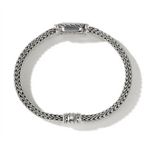 John Hardy Classic Chain Silver 5mm Extra Small Chain Bracelet with Pusher Clasp with 12x5mm Treated London Blue Topaz