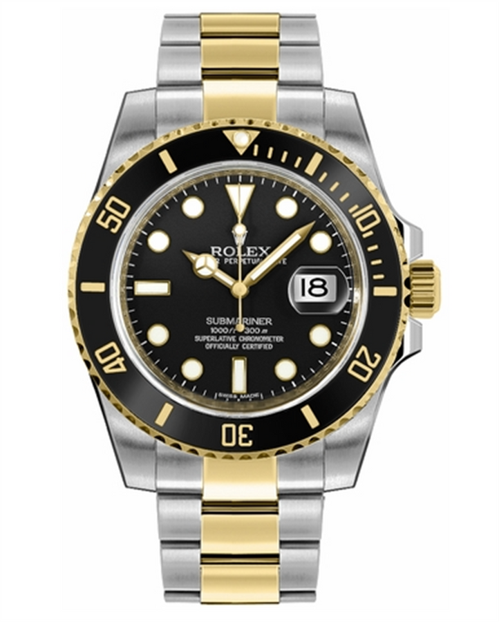 Two-Tone 14 Karat/Stainless Steel 2009 Rolex Submariner With Black Dia