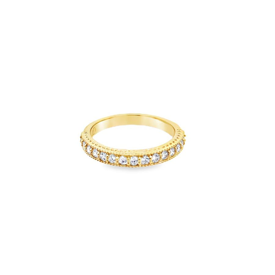 14 Karat Yellow Gold Diamond Milgrain Band Estate Jewelry Size 7 With