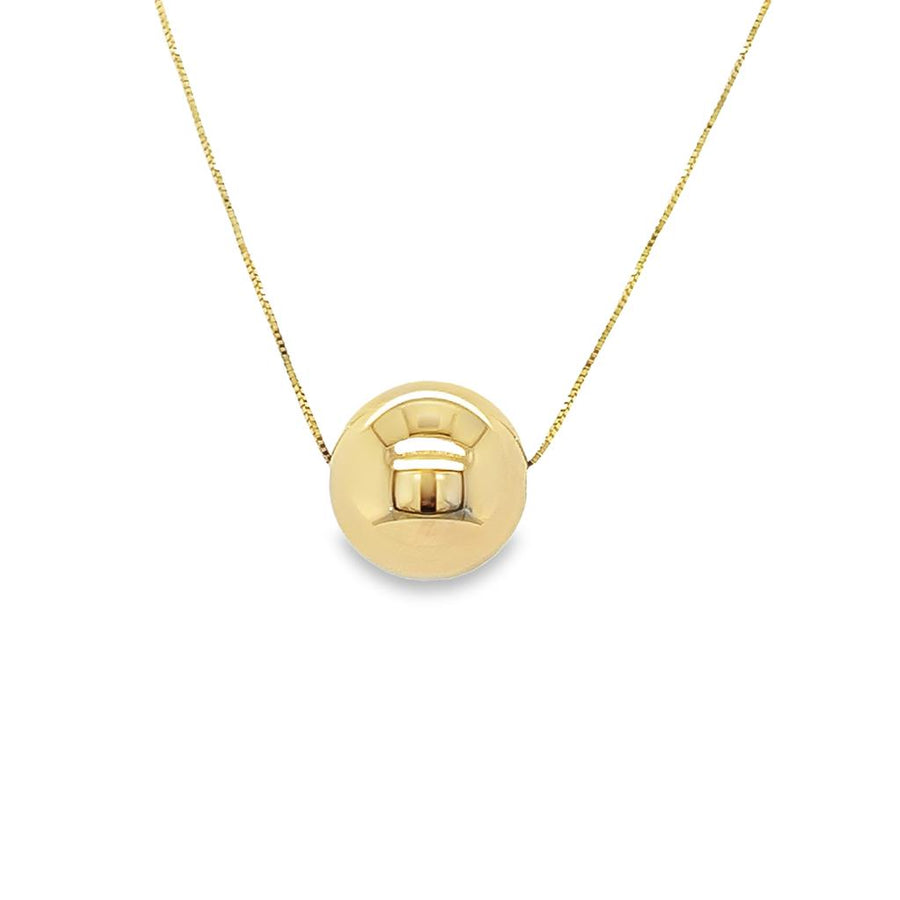 Yellow 14 Karat 0.5mm Box Chain With 12mm Bead Gold Necklaces Length 1