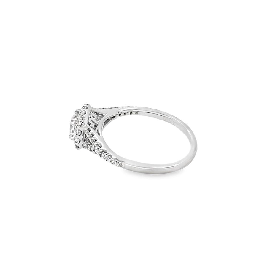 Princess Cut Diamond Split Shank Halo Ring