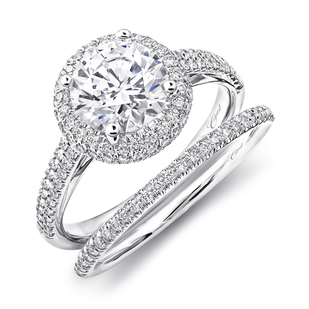 Coast Diamond Double Halo and Double Shank Engagement Ring