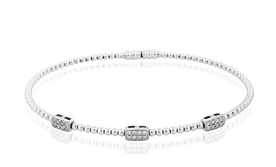 Simon G. Beaded Diamond Cluster Station Bangle Bracelet