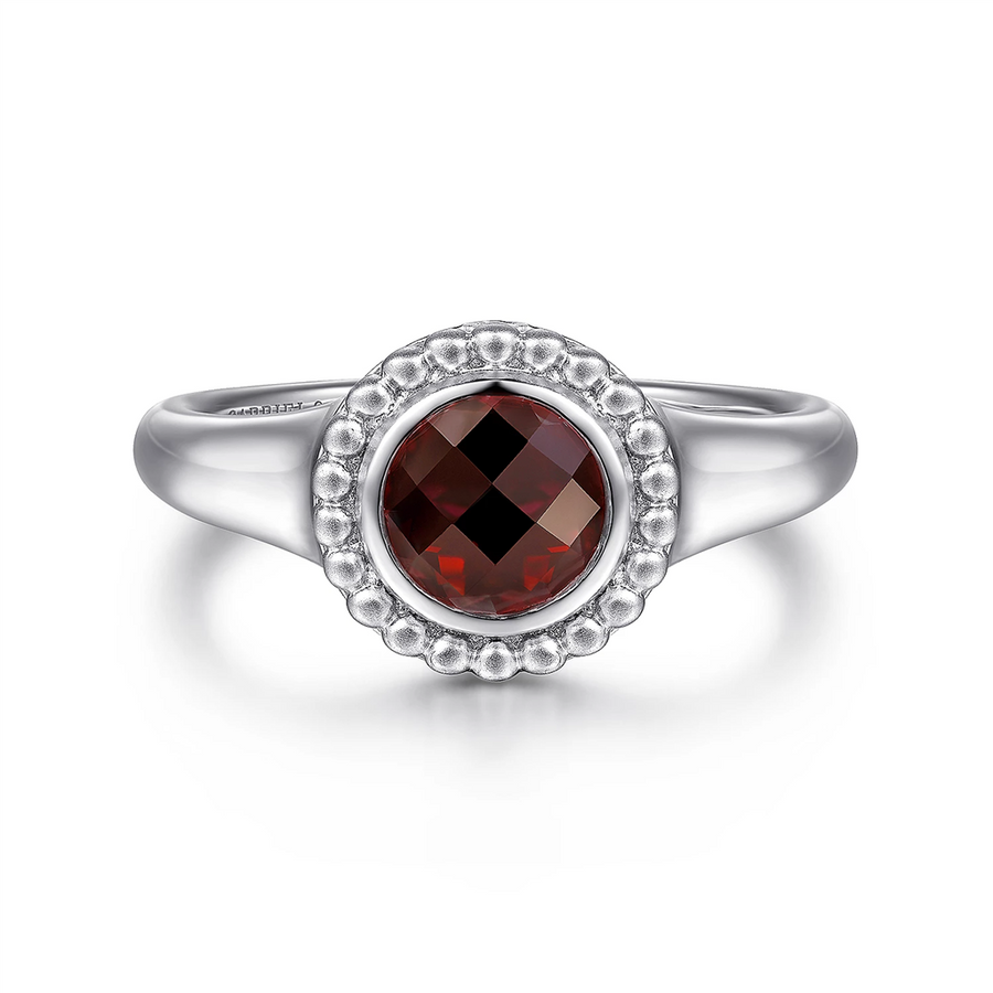 Gabriel & Co. Fashion Sterling Silver Round Garnet Ring