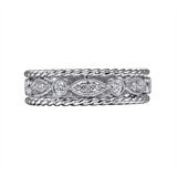 Lady's White 14 Karat Migrain/Twisted Rope Frame Marquise And Round St