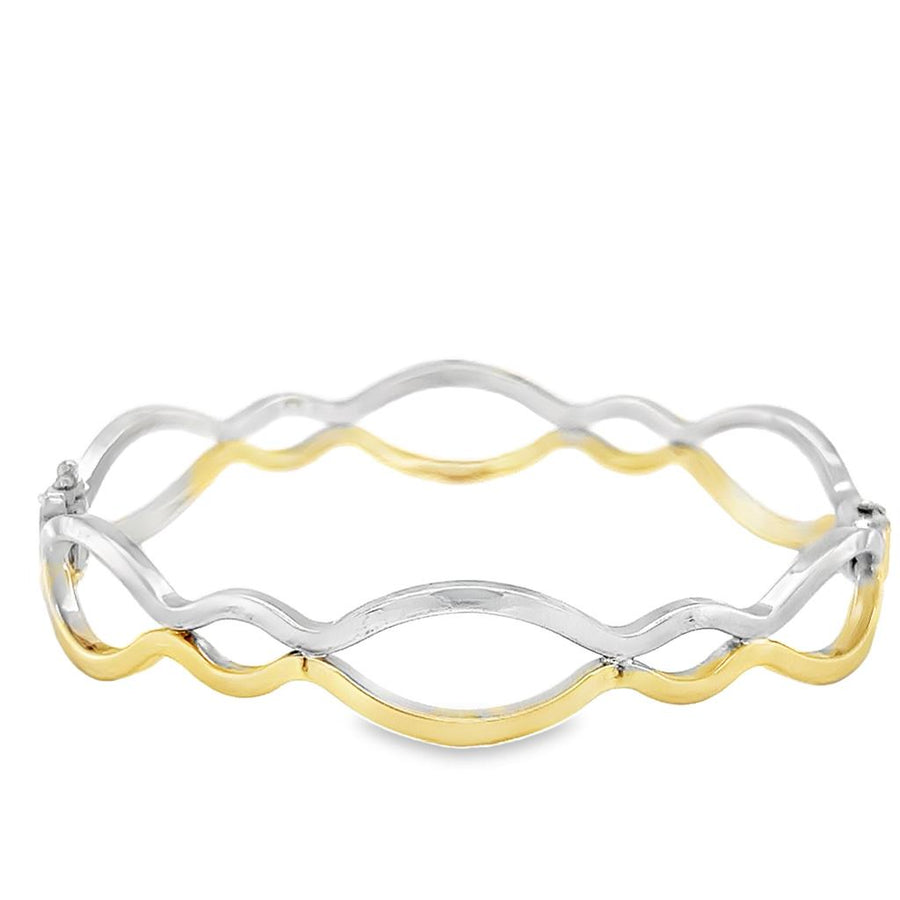 Two-tone 10 Karat Wavy Bangle Bracelet