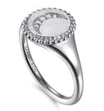 Sterling Silver Diamond Bujukan Moon Ring Size 6.5 5 = 0.03tw Round H/
