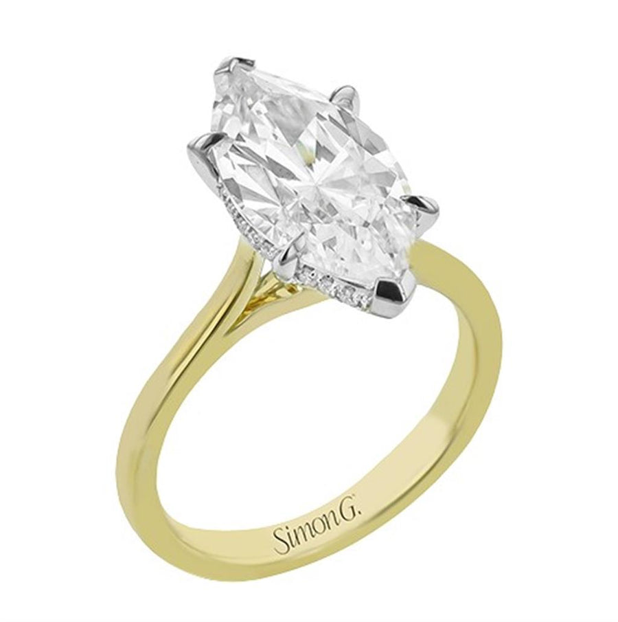 Simon G. Two-Tone 6 Prong Hidden Halo Engagement Ring Mounting