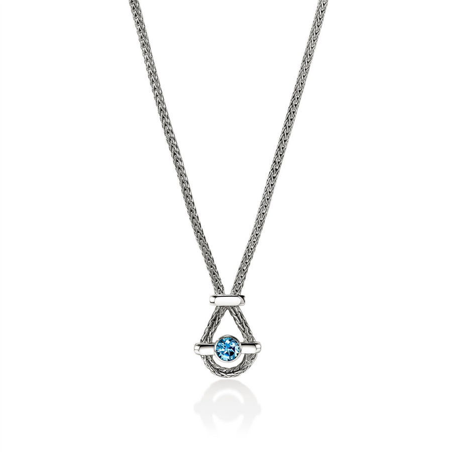 Sterling Silver 1.8Mm Chain With Floating Bezel Necklace John Hardy Wi