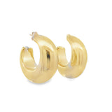 Yellow 14 Karat 14.9X36.83mm Hollow Puff Hoop Earrings w/ Friction Pus