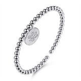 Sterling Silver Polished/Satin Bujukan Beaded Paw Charm Bangle Bracele