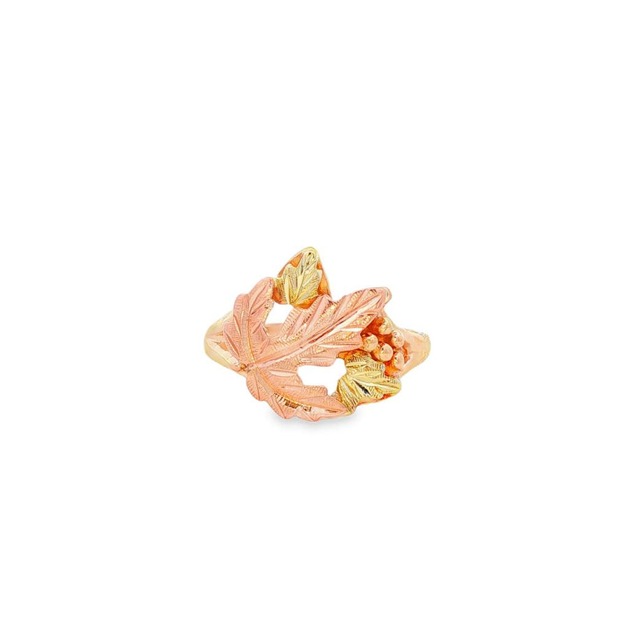 Tri-Color 10 Karat Diamond Cut 13.5X15.5mm Leaf Ring Estate Jewelry Si