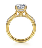 Gabriel & Co Hidden Halo Beaded Accent Engagement Ring Mounting