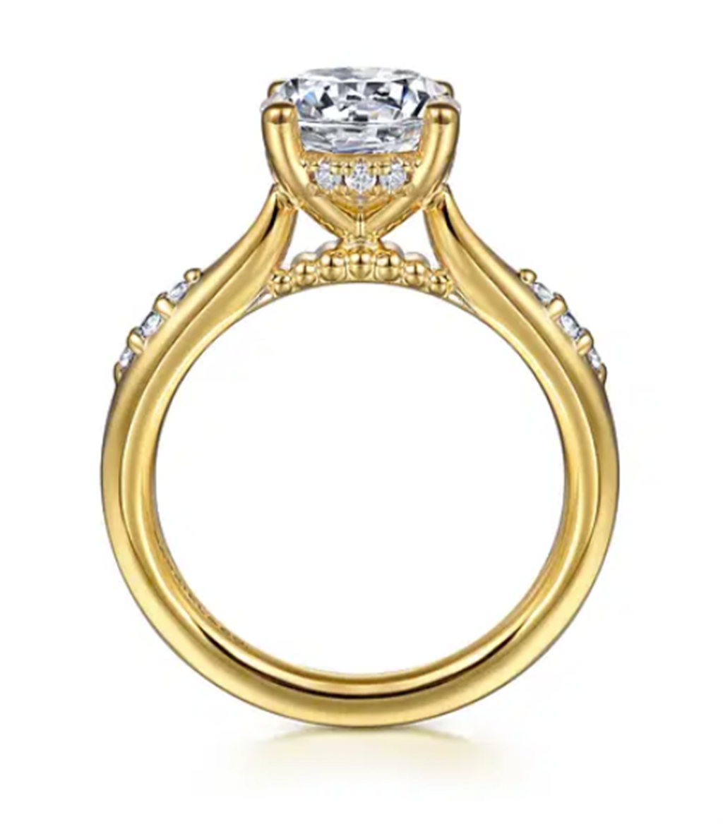 Gabriel & Co Hidden Halo Beaded Accent Engagement Ring Mounting