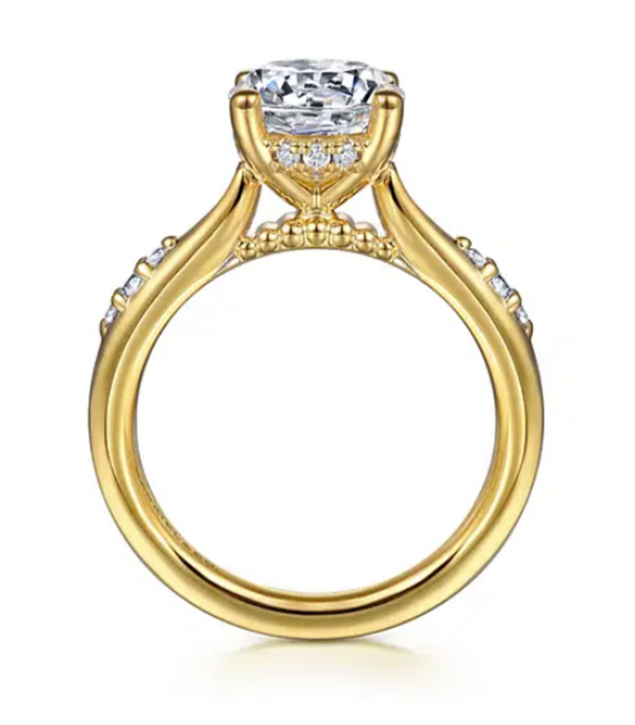 Gabriel & Co Hidden Halo Beaded Accent Engagement Ring Mounting