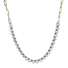 Lady's Two-Tone 18 Karat Paper Clip Necklace