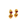 Yellow Fluted 18 Karat Doorknocker Earrings Estate Jewelry With 2= Oval Cabachon Garnets And 2= Round Cabachon Garnets 
Gram Weight: 9.3