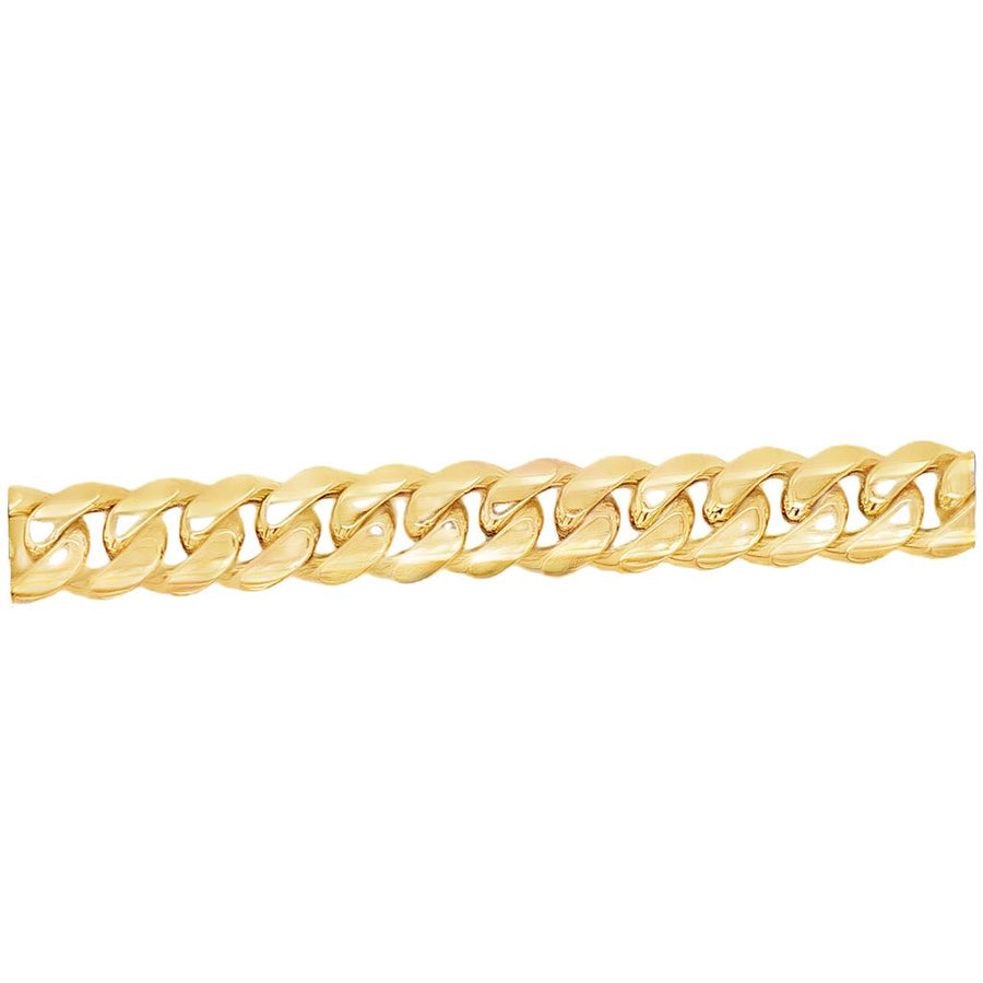 Yellow 14 Karat 10mm Solid Gold Cuban Bracelet With Safety Box Clasp E