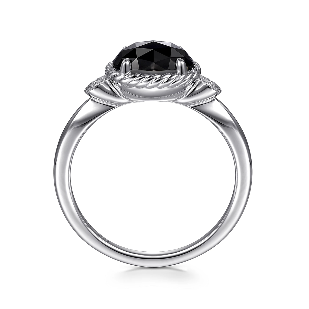 Gabriel & Co. Fashion 925 Sterling Silver Onyx and Diamond Ring