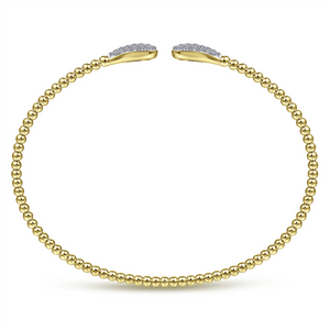 Gabriel & Co. Fashion 14K Yellow Gold Bujukan Bead Cuff Bracelet with Diamond Pave Teardrops