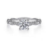Gabriel & Co. Sadie - Vintage Inspired 14K White Gold Round Diamond Engagement Ring Mounting