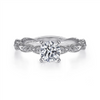 Gabriel & Co. Sadie - Vintage Inspired 14K White Gold Round Diamond Engagement Ring Mounting