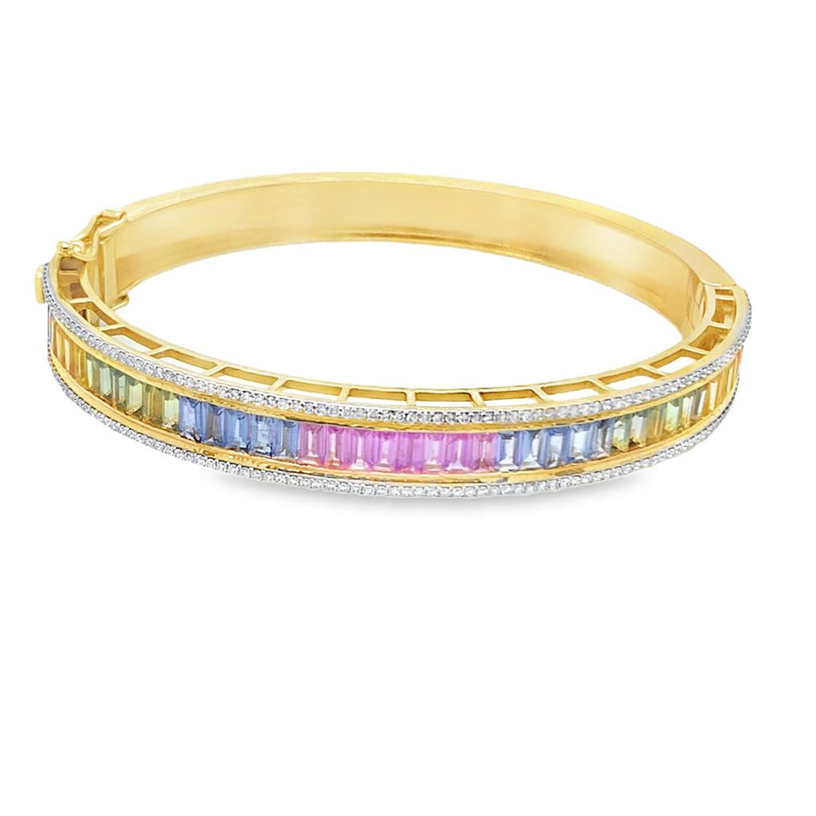 Multi-Color Sapphire and Diamond Bangle Bracelet