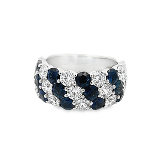 Coast Diamond Lady's Wide Diamond and Sapphire Wedding Band