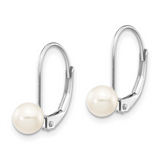 Quality Gold 14k White Gold 5-6mm Round Freshwater Cultured Pearl Leverback Earrings