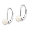 14k White Gold 5-6mm Round Freshwater Cultured Pearl Leverback Earrings