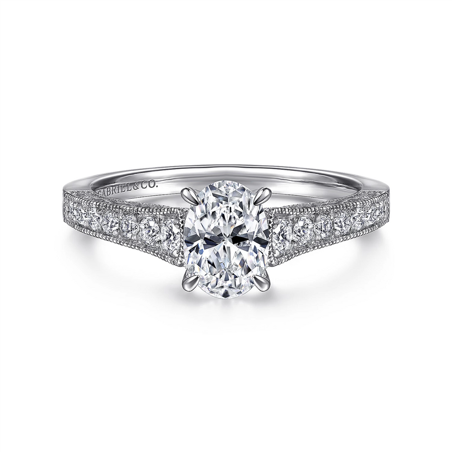 Gabriel & Co. Octavia - 14K White Gold Oval Diamond Engagement Ring Mounting