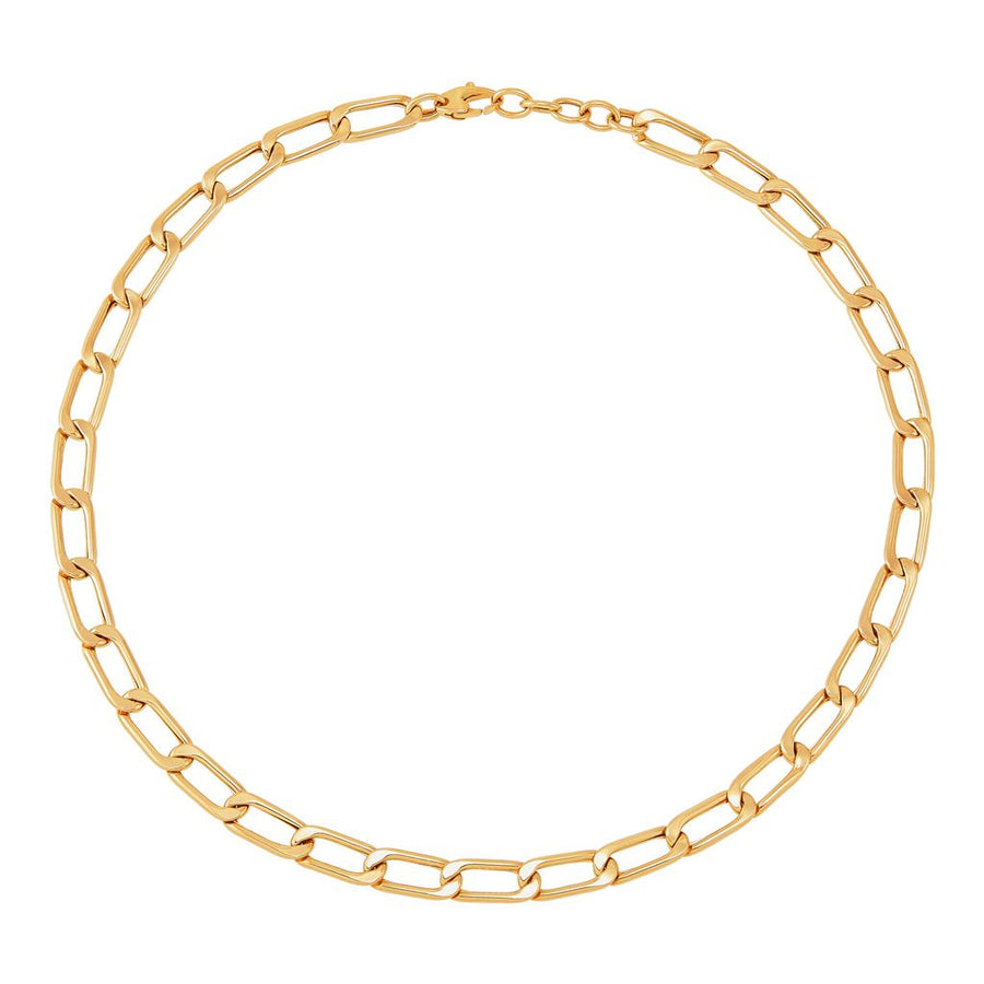 Yellow 14 Karat 6.5Mm Hollow Paperclip Gold Necklace Chain Length 20 G